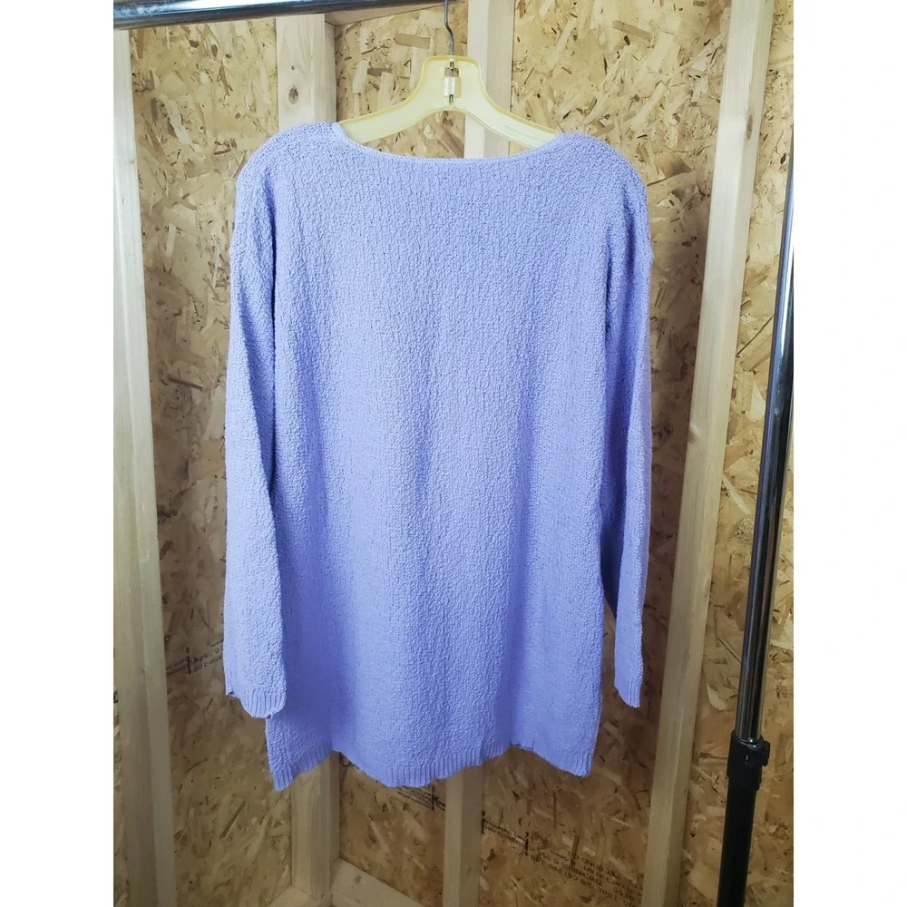 Size L By Basic Editions Woman's Long Sleeve Sweater Purple Knit